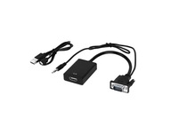 VGA + stereo audio na HDMI video prevodník, čierny