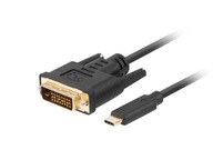 Lanberg USB-C(M) - adaptérový kábel DVI-D(24+1), 3m, čierny