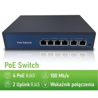 Switch 4 POE porty + 2 LAN 78 W PRE IP CCTV KAMERY