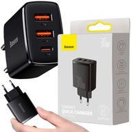 Baseus 30W SIEŤOVÁ NABÍJAČKA 2xUSB-A 1xUSB-C RÝCHLE NABÍJANIE PD QC 3.0