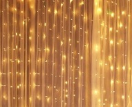 SVETELNÁ ZÁPONA 300 LED Garland lampy 3x3 m USB TEPLÁ biela