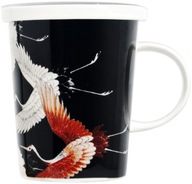 Hrnček na čaj s filtrom, porcelán Cranes Black