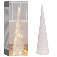 Vianočný stromček, BIELY KUŽEL, svietiaci, osvetlený, s ozdobnými svetielkami, 58 cm