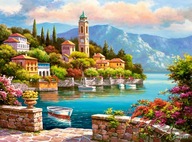 PUZZLE 2000 PUZZLE ZOBRAZENIE OBRAZU HORY MORSKÉ MESTSKÉ HODINY VEŽA 9+ KOLEČKO