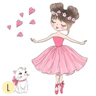 Samolepka na stenu L BALLET DRESS ružová baletka 50x100
