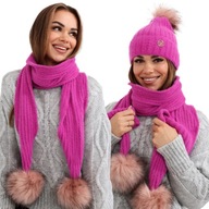 SET ALPACA ŠÁLKA ČIAPKA TEPLEJ FUCHSIA 2513