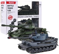 TANK BATTLE set 2 diaľkovo ovládané tanky T34 + nemecký Tiger 1:28