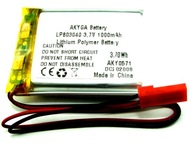 BATÉRIA Li-Poly 1000mAh 3,7V JST-2 PINS T2 8,0x30x40