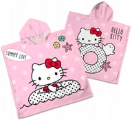 POVLAK NA UTERÁK S KAPUČOU HELLO KITTY DETSKÉ PONČO, BAVLNA 60X120