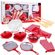 Little Chef's Red Set Chef's Outfit Pots Doplnky 14 ks.