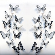 3D dekoratívne motýľové trblietavé nálepky na stenu 24ks