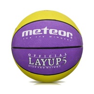 Basketbalová lopta METEOR LAYUP Fialová/žltá 5