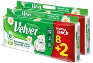 Toaletný papier Velvet Harmanček a Aloe 3-vrstvový 10 kotúčov (8+2) x2