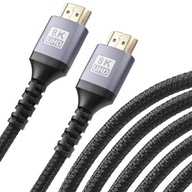 KÁBEL HDMI 2.1 8K ULTRA VYSOKÁ RÝCHLOSŤ 4K UHD Spletený 7 METROV 7M