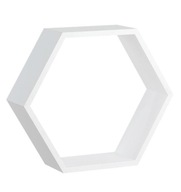 Nástenná polica Hexagon, biela MDF