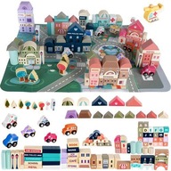 Drevené kocky City Cars 115 kociek Puzzle XL