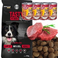 CHUTNÉ DOGS LIFE SUCHÉ KRMIVO PRE PSA HOVÄDZIE 15KG + 4 x KONZERVY 415G