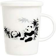 Porcelánový hrnček na čaj Panda s filtrom, 300 ml