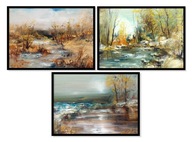 OBRAZOVÉ PLAGÁTY V RÁME 33x43cm Triptych Krajina P1776