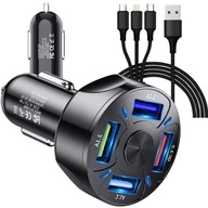 NABÍJAČKA DO AUTO 4xUSB QC 3.0 2.1A 3v1 Kábel