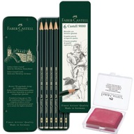 6 FABER-CASTELL CASTELL PERCIOL 9000 HB-B-2B-4B-6B-8B + ZADARMO GUMA NA CHLEBA