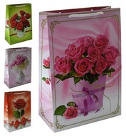 Laminované darčekové tašky ROSES 22x11x32cm sada 10ks dekoračných tašiek