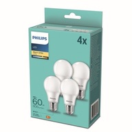 4x E27 PHILIPS LED žiarovka 8W ekvivalent 60W teplá farba 2700K typ A60