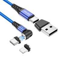 Otočný magnetický kábel 540st 3A PD60W USB C 2M