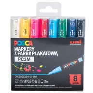 Okrúhly popisovač plagátov UNI POSCA PC-1M Sada 8 farieb