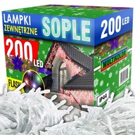 SOPLE 200 LED BLESK VONKAJŠIE VIANOČNÉ SVETLÁ IP44 KONŠTANTNÉ SVETLO + BLESK