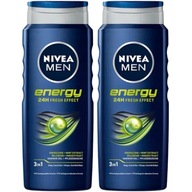 Nivea Men Energy Sprchový gél na umývanie vlasov pre mužov 2x500ml