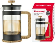 Piestový spařovač na kávu, čaj, 600ml, French Press KLAUSBERG džbán