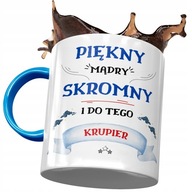 Modrý hrnček pre obchodníka, krásny, múdry, skromný, s fotografickou potlačou