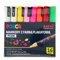 Plagátové fixky UNI POSCA PC-5M, sada 16 farieb