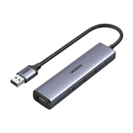 UGREEN Hub 5v1 adaptér, USB na 4x USB 3.0 CM473-20805 (sivá)