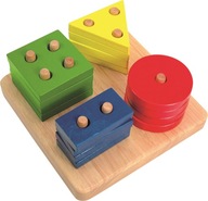 MONTESSORI Puzzle Tvary Triedička farieb Drevená