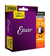 3PACK Elixir NanoWeb 80/20 bronzové struny 11-52 Custom Light (16538)