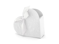 Dekoratívna darčeková krabička, biele srdce, 10 kusov