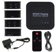 AUDIO SPÍNAČ 3x1 SPDIF TOSLINK OPTICKÝ SPLITTER