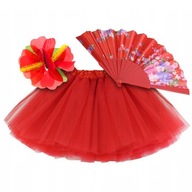 VENTILÁTOR + KVET + SUKŇA OUTFIT FLAMENCO DANCER DĹŽKA 50 cm