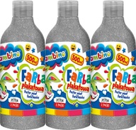 Bambino strieborná plagátová farba v 500ml školskej fľaši x 3 kusy