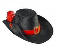 Mušketiersky klobúk s červeným pierkom