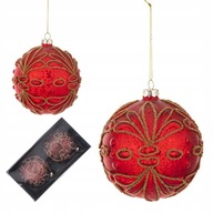 Elegantné, červené sklenené ozdoby na vianočný stromček, 10 cm (2 ks)