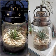 Skleníková teráriová váza s led lesom v zaváracej lampe