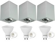 Sada 3x svietidla GU10 prisadené + LED GU10 5W