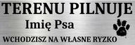 Výstražná tabuľa na bránu areálu, ktorý strážim + meno Vášho psa 15x10