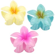 Spona do vlásenky veľká 8 cm HAWAIIAN FLOWER PLUMERIA 3 DIELS set