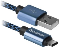 Kábel USB Defender AM-TYPE C 1m 2.1A modrý