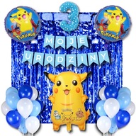 Sada 3 narodeninových dekorácií Pokémon Pikachu Balloons