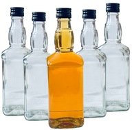 5x SKLENENÉ FĽAŠE + UZÁVER NA NÁTERY BIMBER VÍNO WHISKY VODKA 500 ML